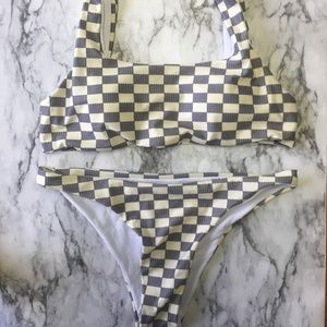 Checkered Cream and Grey bikini